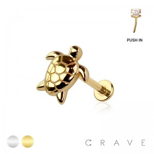 SEA TURTLE THREADLESS (PUSH IN) 316L SURGICAL STEEL LABRET SET